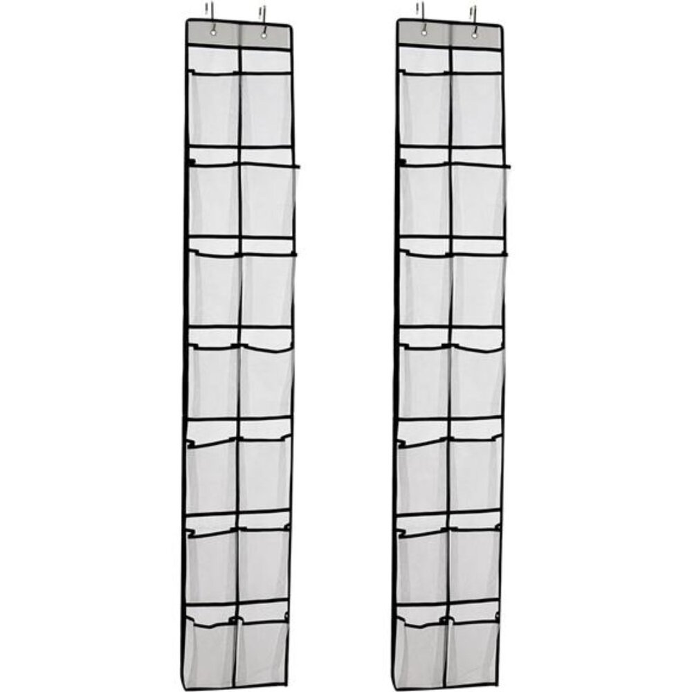 Over Door Shoe Organizer 14 Pocket Hanging Closet Storage Rack 2 Pack White